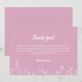 Tarjeta De Agradecimiento Baby Shower de color rosa Floral Vintage