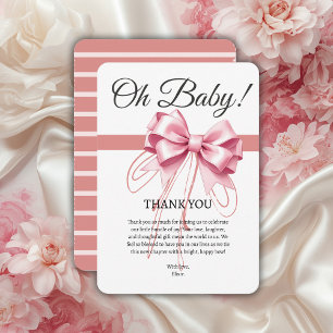 Tarjeta De Agradecimiento Baby Shower de color rosa minimalista
