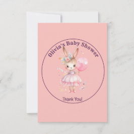 Tarjeta De Agradecimiento Baby Shower de Conejo Rosa Cute