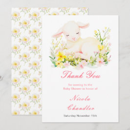Tarjeta De Agradecimiento Baby Shower de cordero de primavera