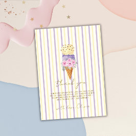 Tarjeta De Agradecimiento Baby Shower de crema de hielo amarillo morado flor