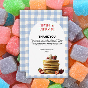 Tarjeta De Agradecimiento Baby Shower de crepes de fresa azul para bebé y Br