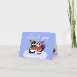 Tarjeta De Agradecimiento Baby Shower de cumpleaños de invierno en Penguin