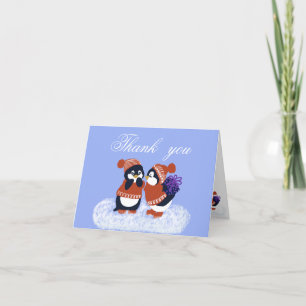 Tarjeta De Agradecimiento Baby Shower de cumpleaños de invierno en Penguin