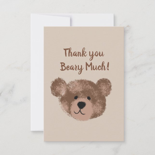 Tarjeta De Agradecimiento Baby Shower de cumpleaños de Teddy Bear (Anverso)