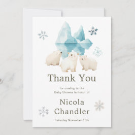 Tarjeta De Agradecimiento Baby Shower de Cute Winter Polar Bears