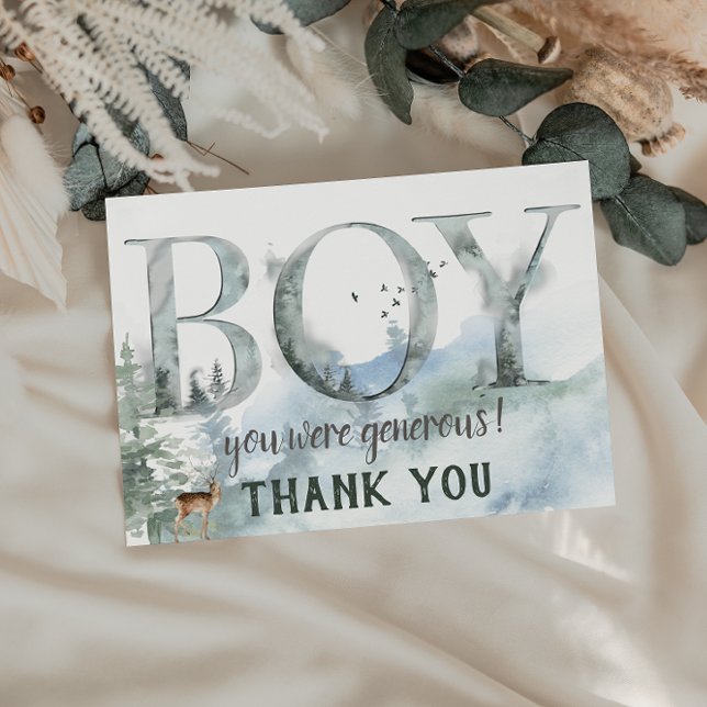Tarjeta De Agradecimiento Baby Shower de Deer Boy Country Woodland Bosques M (Subido por el creador)
