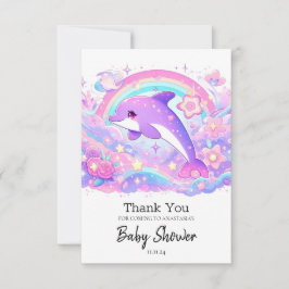 Tarjeta De Agradecimiento Baby Shower de delfín mágico moderno