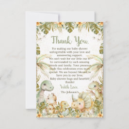 Tarjeta De Agradecimiento Baby Shower de Dinosaurio Neutral Boho