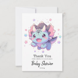 Tarjeta De Agradecimiento Baby Shower de dinosaurios dulces míticos
