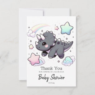 Tarjeta De Agradecimiento Baby Shower de dinosaurios modernos