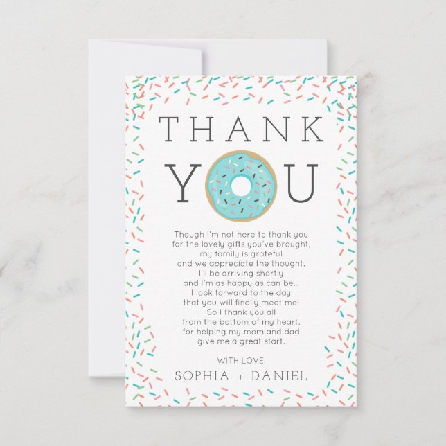 Tarjeta de agradecimiento Baby Shower de Donut Spr (Anverso)