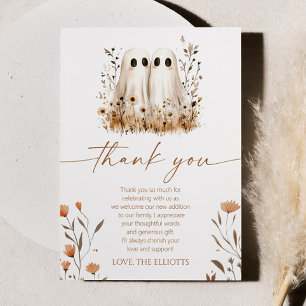 Tarjeta De Agradecimiento Baby Shower de dos pequeños gemelos de flores silv