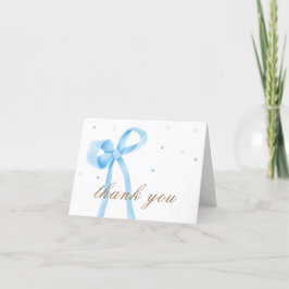 Tarjeta De Agradecimiento Baby Shower de Dot Polka Minimalista Azul