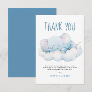 Tarjeta De Agradecimiento Baby Shower de Elefante Dormido, Baby Shower de Ni