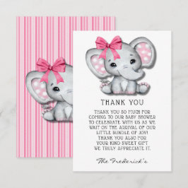 Tarjeta De Agradecimiento Baby Shower de Elefante Gris Rosa Gracias Cartas