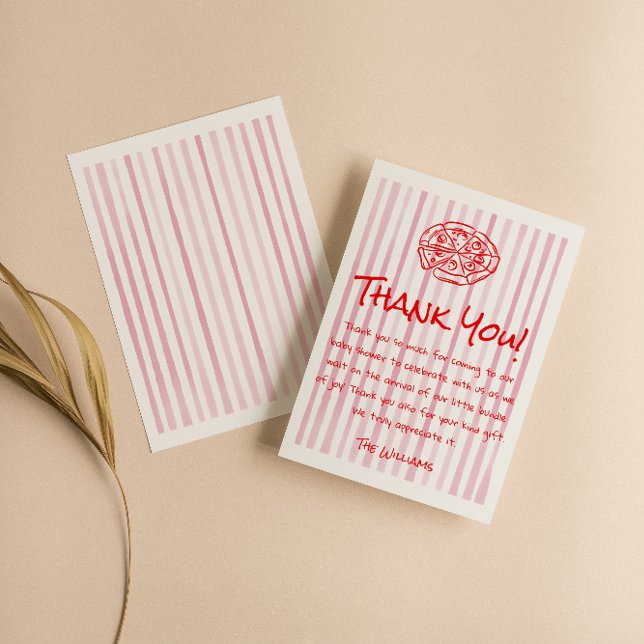 Tarjeta De Agradecimiento Baby Shower de entrega especial de Pizza Roja dibu (Subido por el creador)