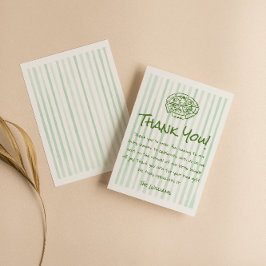 Tarjeta De Agradecimiento Baby Shower de entrega especial Pizza verde dibuja