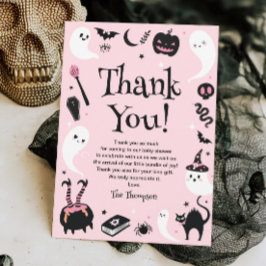 Tarjeta De Agradecimiento Baby Shower de Fantasma Rosa