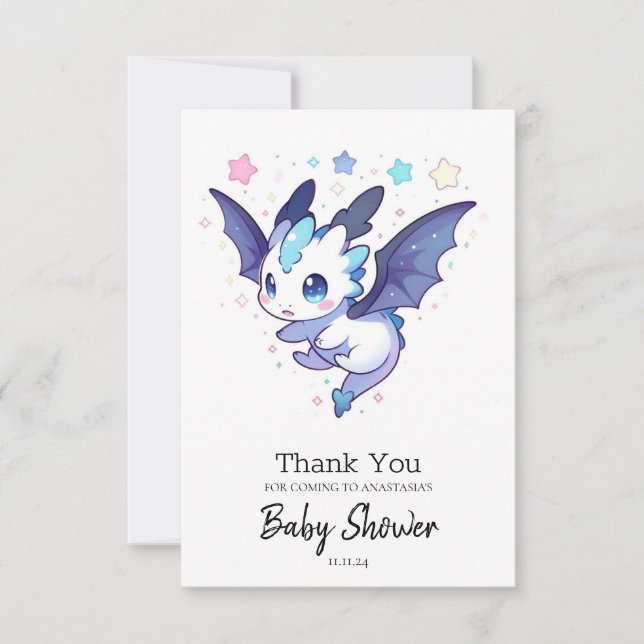 Tarjeta De Agradecimiento Baby Shower de Fiery Dragon Magic (Anverso)