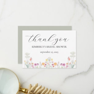 Tarjeta De Agradecimiento Baby Shower de Flor Silvestre de Primavera Colorid