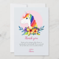 Baby Shower de flores de unicornio arcoiris modern