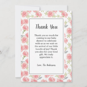 Tarjeta de agradecimiento Baby Shower de Flores Ro