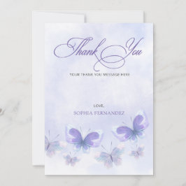 Tarjeta De Agradecimiento Baby Shower De Flores Rústicas Mariposas Lila Púrp