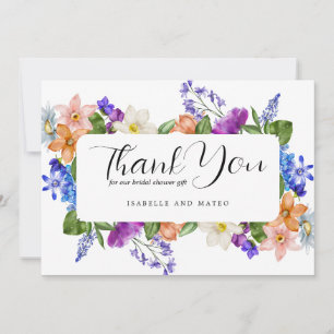 Tarjeta De Agradecimiento Baby Shower de Flores Silvestres y Fotos Plano