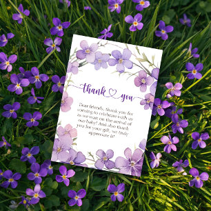 Tarjeta De Agradecimiento Baby Shower De Flores Violetas Delicadas De Primav