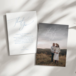 Tarjeta De Agradecimiento Baby Shower de foto vertical azul y turbio simple