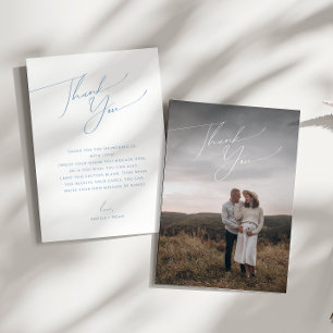 Tarjeta De Agradecimiento Baby Shower de foto vertical azul y turbio simple