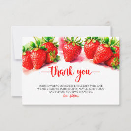 Tarjeta De Agradecimiento Baby Shower de fresa dulce y dulce
