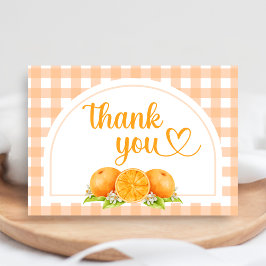 Tarjeta De Agradecimiento Baby Shower de Gingham Naranja