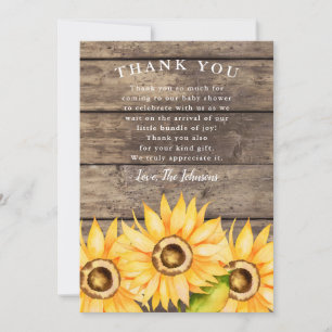 Tarjeta De Agradecimiento Baby Shower de girasol