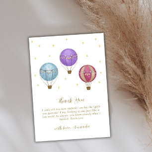 Tarjeta De Agradecimiento Baby Shower de globo aerostático elegante Gold Vin