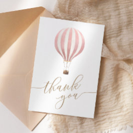 Tarjeta De Agradecimiento Baby Shower de globo aerostático rosa