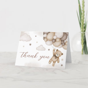 Tarjeta De Agradecimiento Baby Shower de globo Bear Brown