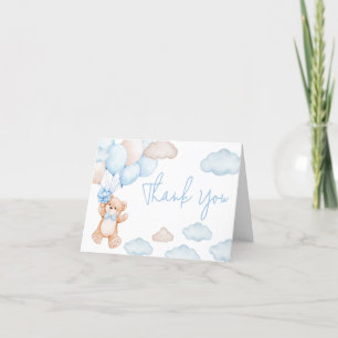Tarjeta De Agradecimiento Baby Shower de globo de oso azul