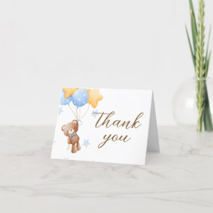 Tarjeta De Agradecimiento Baby Shower de globo de oso azul