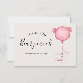 Tarjeta De Agradecimiento Baby Shower de globo rosado de alguien minimalista