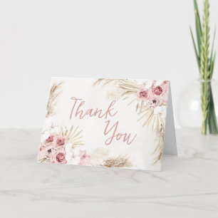 Tarjeta De Agradecimiento Baby Shower de gramaje Pampas Floral Rosa