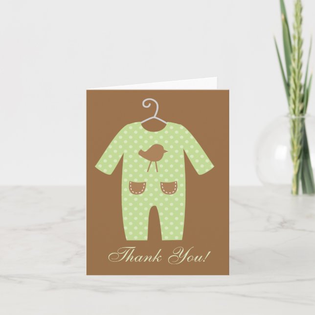 Tarjeta De Agradecimiento Baby Shower de Green Baby (Anverso)