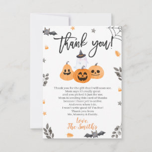 Tarjeta De Agradecimiento Baby Shower de Halloween Gracias Cartas Pequeño Bo