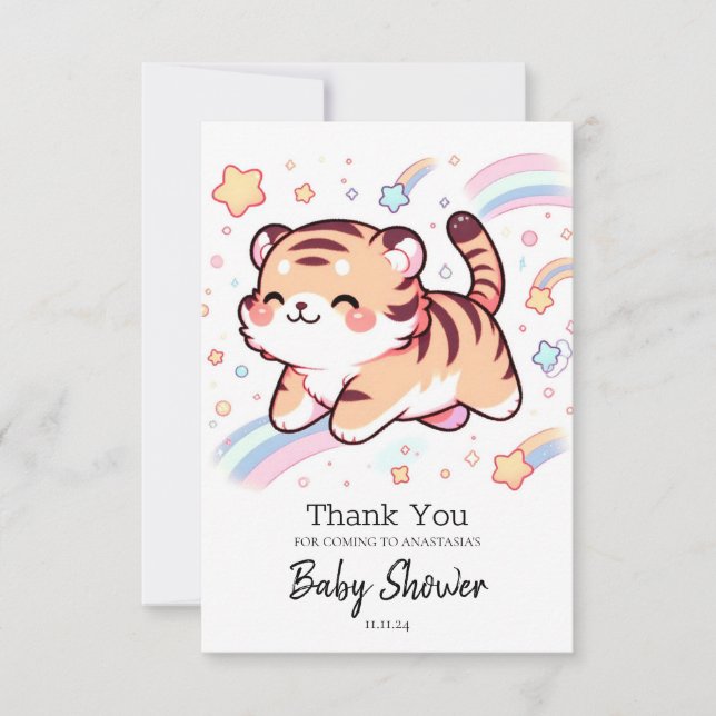 Tarjeta De Agradecimiento Baby Shower de Happy Tiger (Anverso)