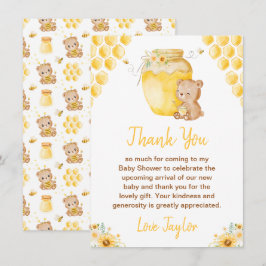 Tarjeta De Agradecimiento Baby Shower de Honey Bear