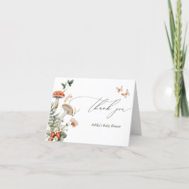 Tarjeta De Agradecimiento Baby Shower de hongos boscosos encantados