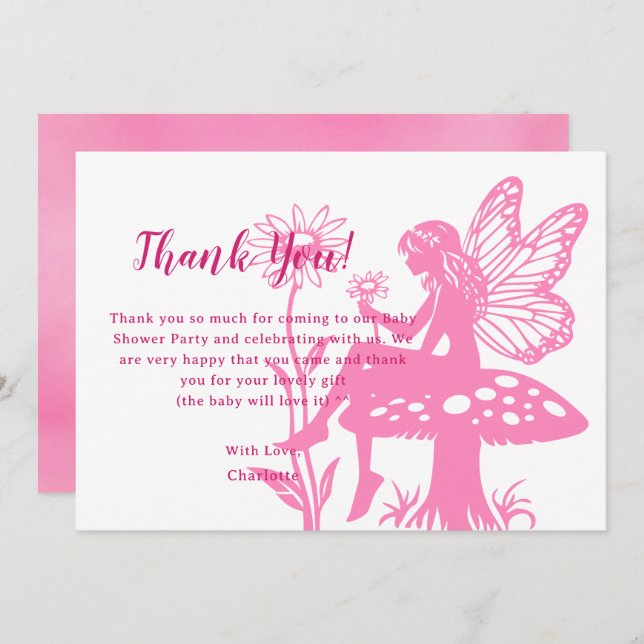 Tarjeta De Agradecimiento Baby Shower de hongos y flores (Anverso / Reverso)
