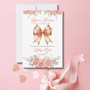 Tarjeta De Agradecimiento Baby Shower de inflexión dorada y rosa