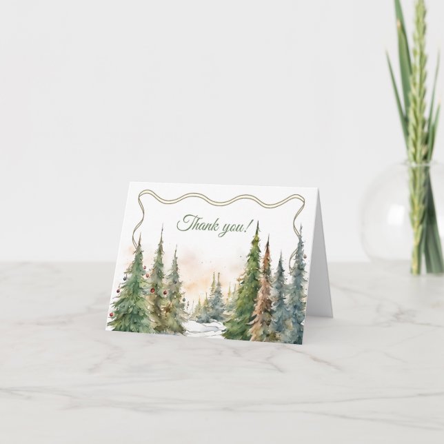 Tarjeta De Agradecimiento Baby Shower de invierno de Feliz Navidades (Anverso)